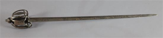 A 17th century English backsword,